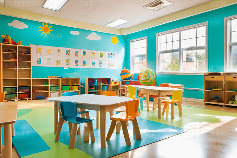 幼儿园教室温馨托儿所摄影图