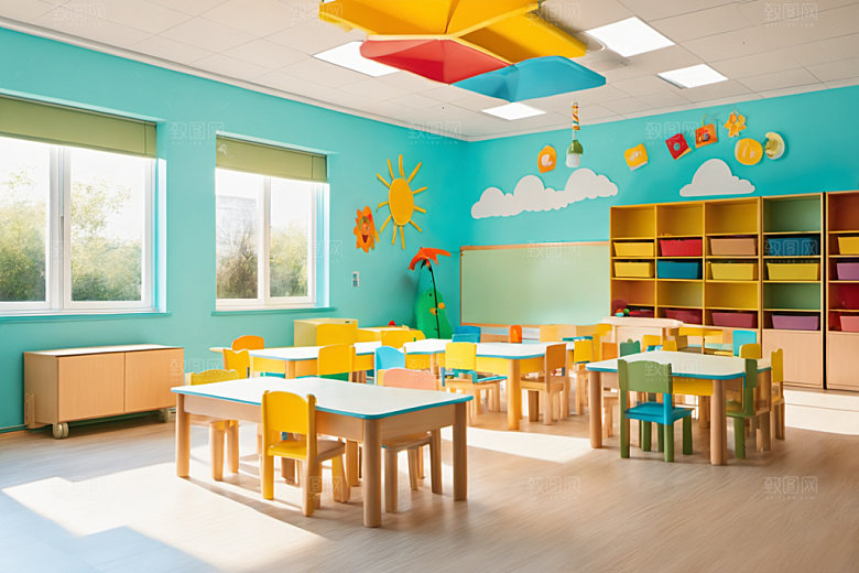 幼儿园教室室内温馨摄影图