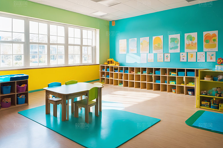 幼儿园教室场景学校摄影图