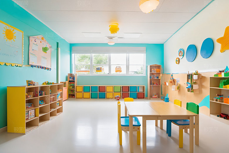 幼儿园教室幼教场景摄影图