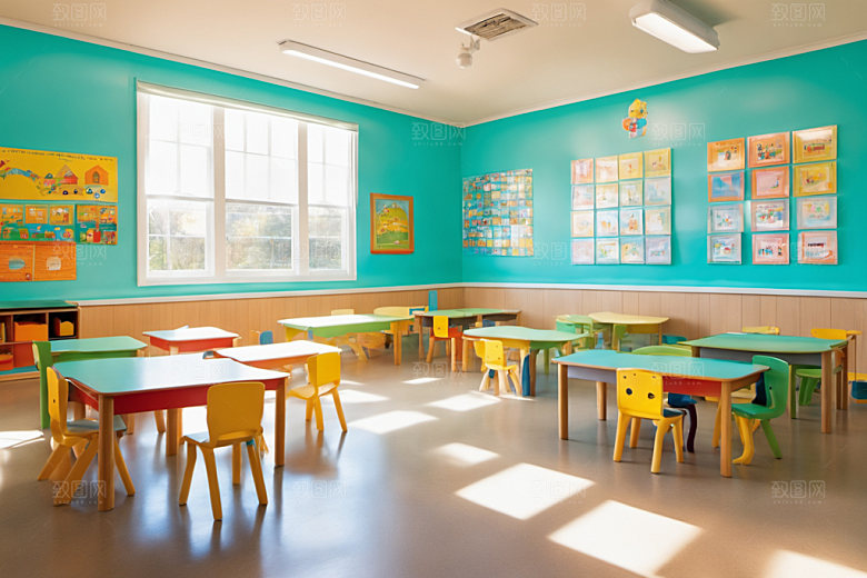 幼儿园教室室内幼教摄影图