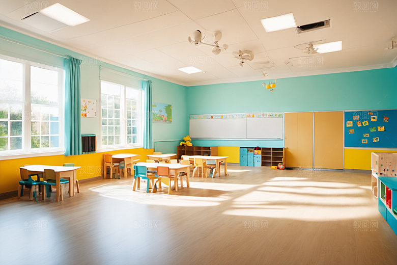 幼儿园教室场景学校摄影图