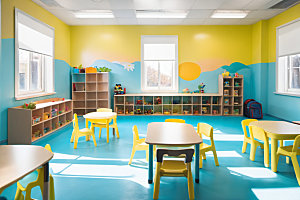 幼儿园教室温馨室内摄影图