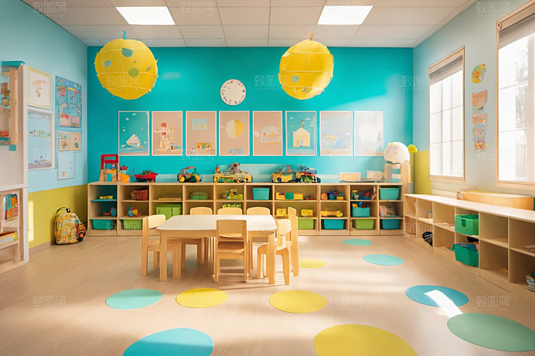 幼儿园教室温馨幸福摄影图