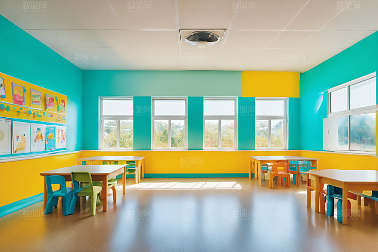 幼儿园教室场景学校摄影图