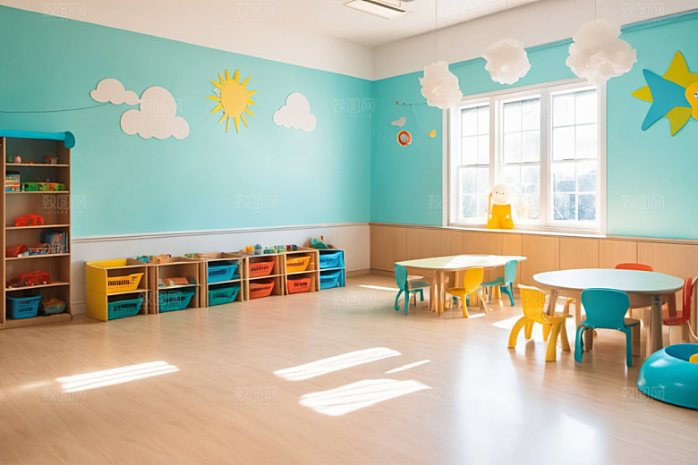 幼儿园教室学校室内摄影图