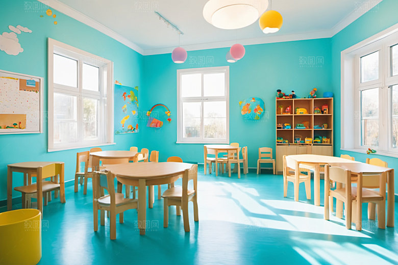 幼儿园教室可爱室内摄影图