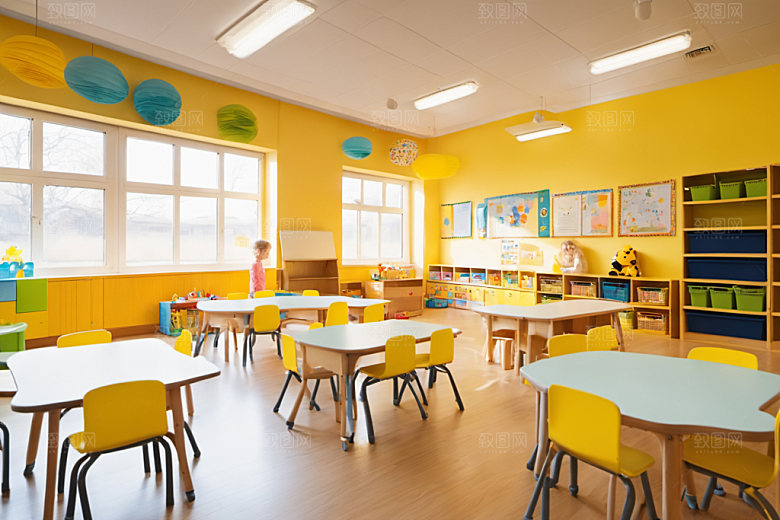 幼儿园教室场景可爱摄影图