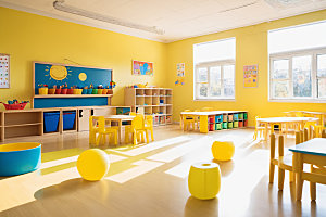 幼儿园教室场景温馨摄影图