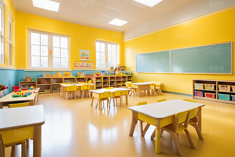 幼儿园教室温馨场景摄影图
