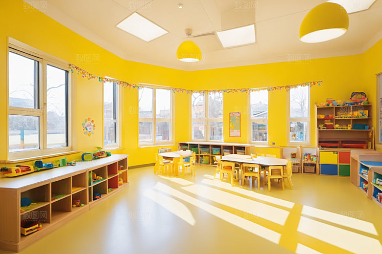 幼儿园教室场景幼教摄影图