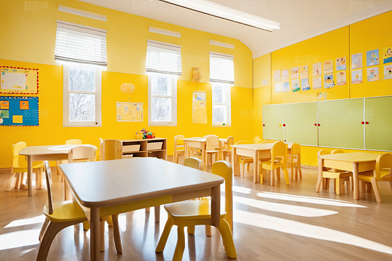 幼儿园教室场景幸福摄影图