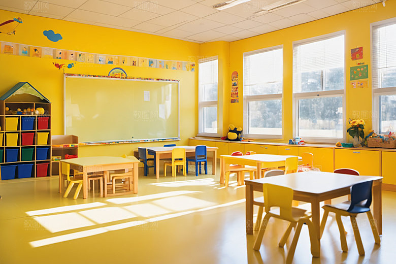 幼儿园教室温馨场景摄影图