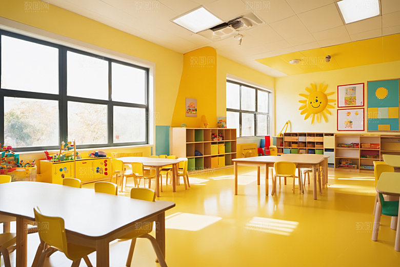 幼儿园教室场景温馨摄影图
