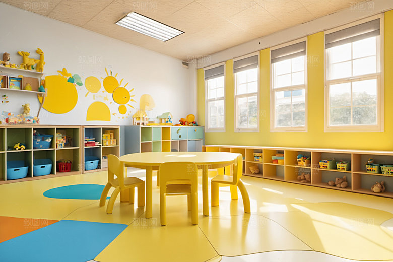 幼儿园教室温馨场景摄影图