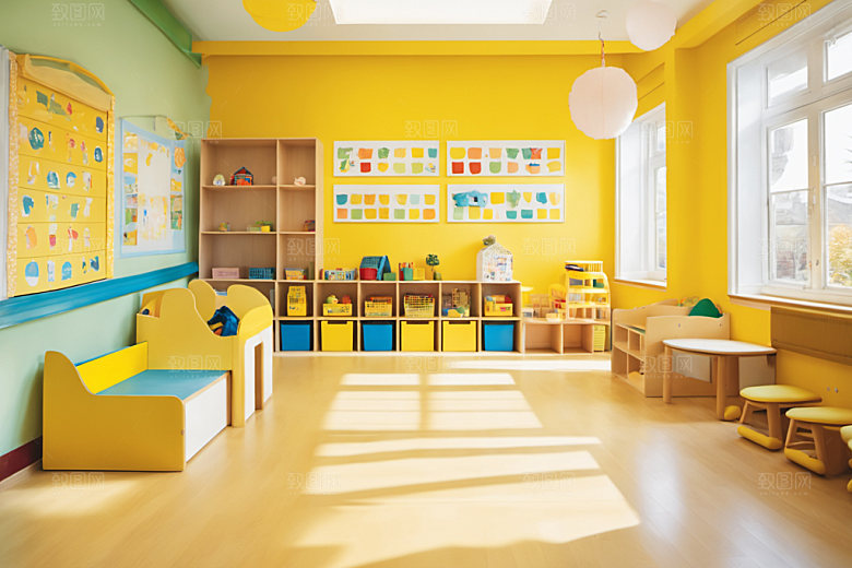 幼儿园教室可爱学校摄影图