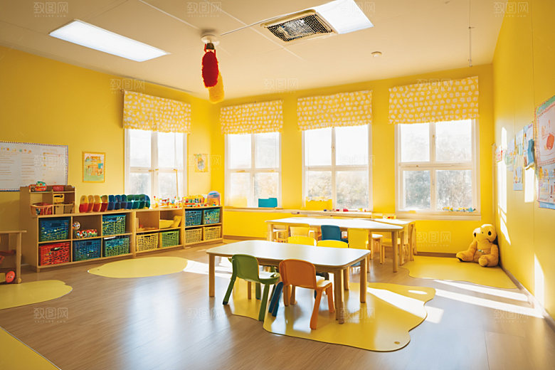 幼儿园教室托儿所场景摄影图