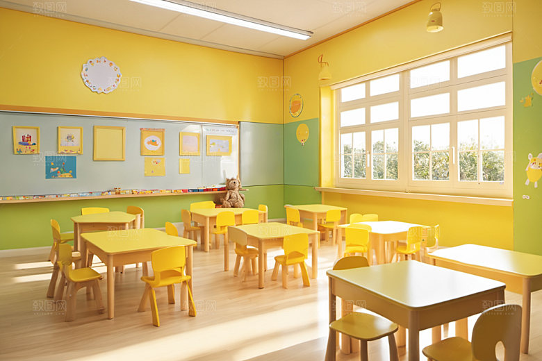 幼儿园教室场景幸福摄影图