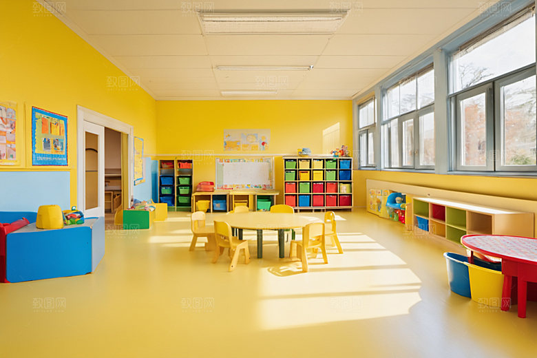 幼儿园教室学校室内摄影图