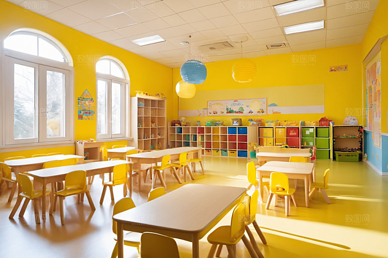 幼儿园教室童趣场景摄影图