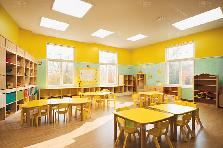 幼儿园教室温馨幸福摄影图