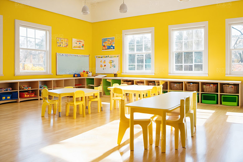 幼儿园教室场景幼教摄影图