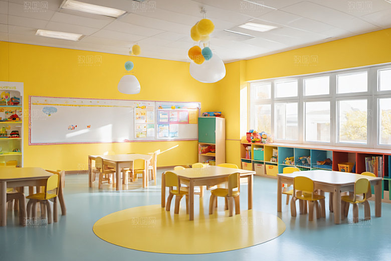 幼儿园教室幸福场景摄影图