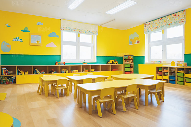幼儿园教室可爱幸福摄影图