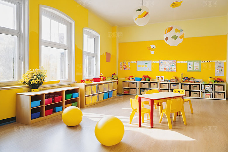 幼儿园教室室内场景摄影图