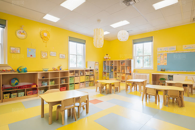 幼儿园教室幼教场景摄影图