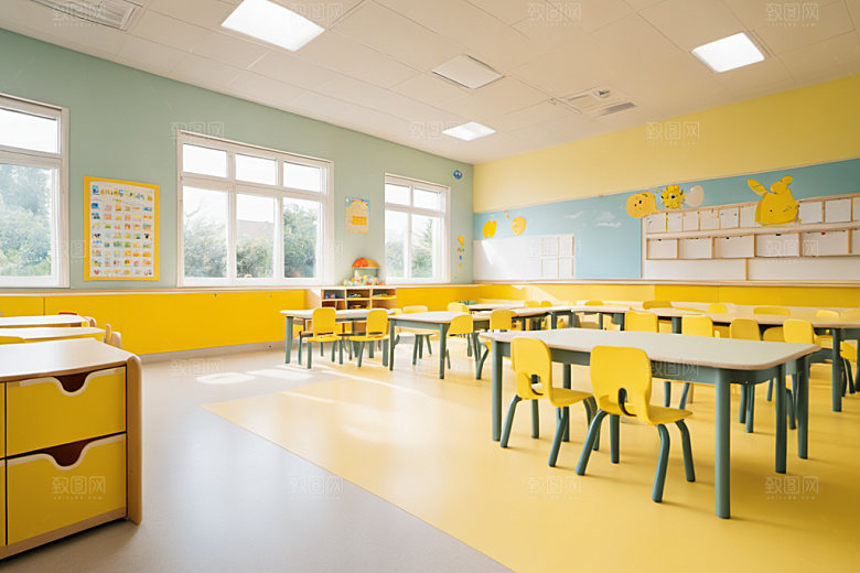 幼儿园教室室内托儿所摄影图