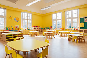 幼儿园教室场景温馨摄影图