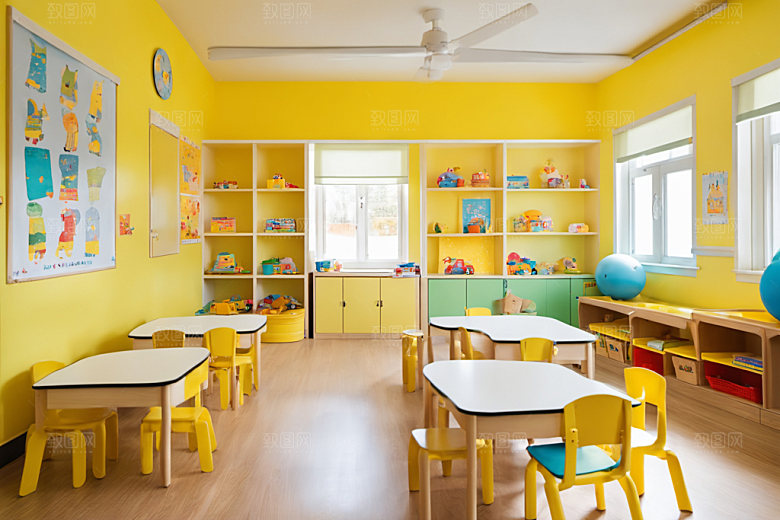 幼儿园教室幸福高清摄影图