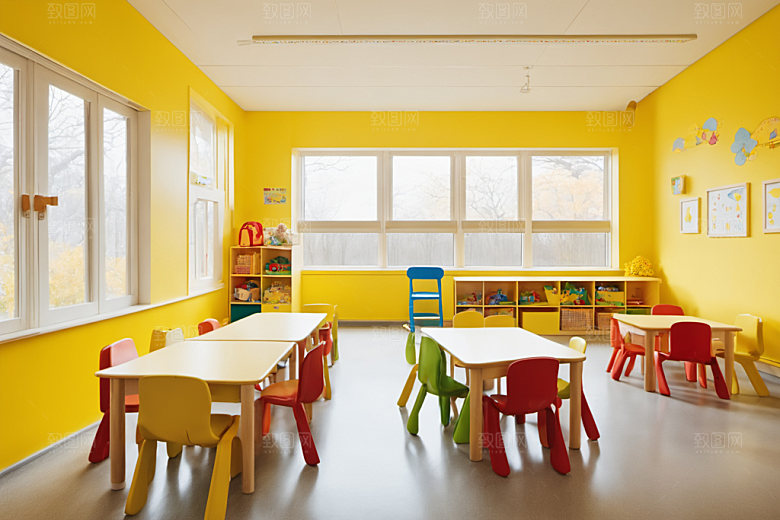 幼儿园教室托儿所场景摄影图