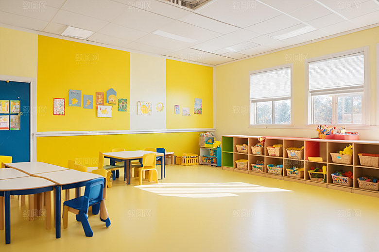 幼儿园教室场景温馨摄影图
