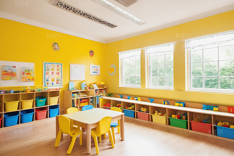 幼儿园教室托儿所场景摄影图