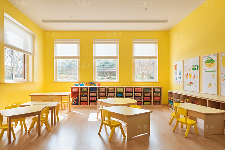 幼儿园教室可爱托儿所摄影图