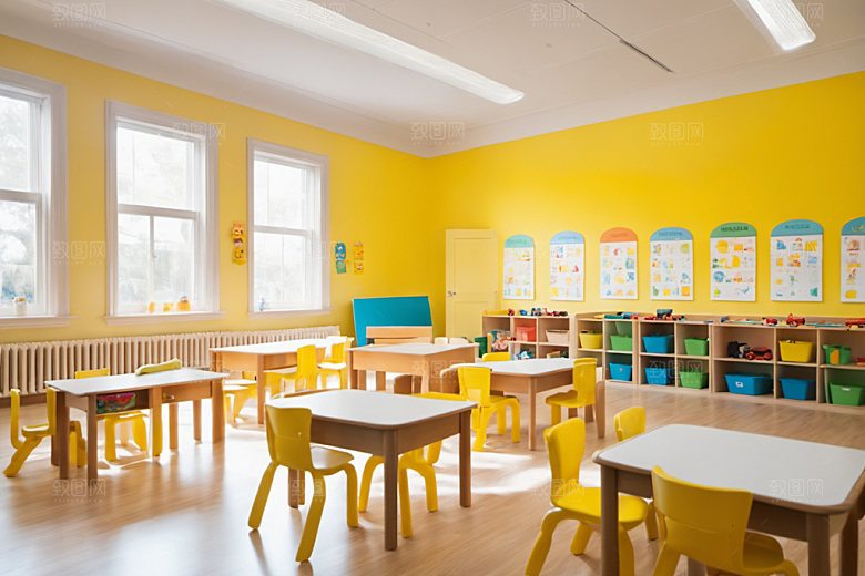 幼儿园教室托儿所场景摄影图