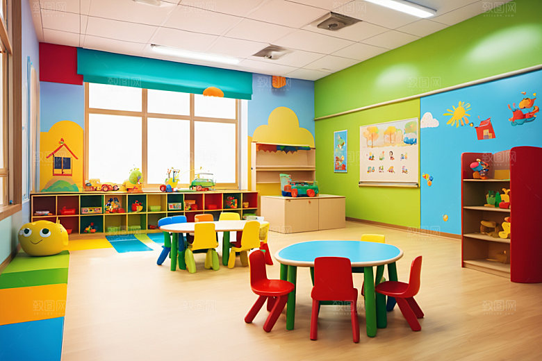 幼儿园教室场景幼教摄影图
