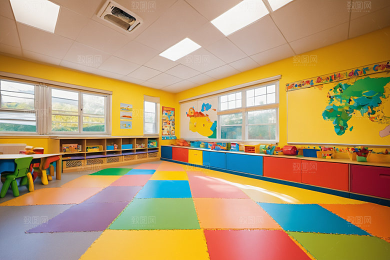 幼儿园教室温馨学校摄影图