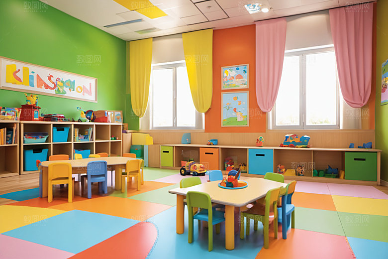 幼儿园教室场景室内摄影图