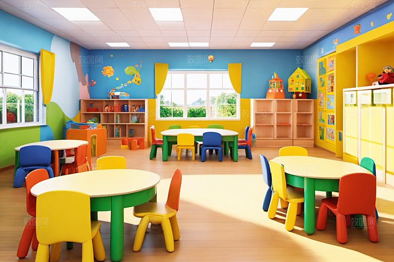 幼儿园教室可爱幼教摄影图