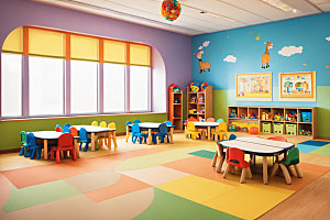 幼儿园教室室内温馨摄影图