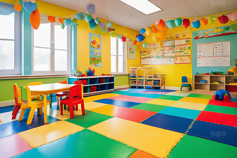 幼儿园教室可爱室内摄影图