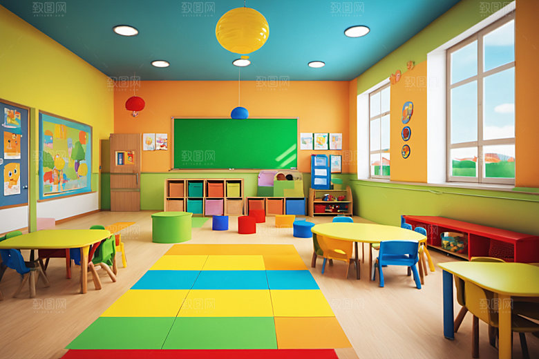 幼儿园教室温馨童趣摄影图