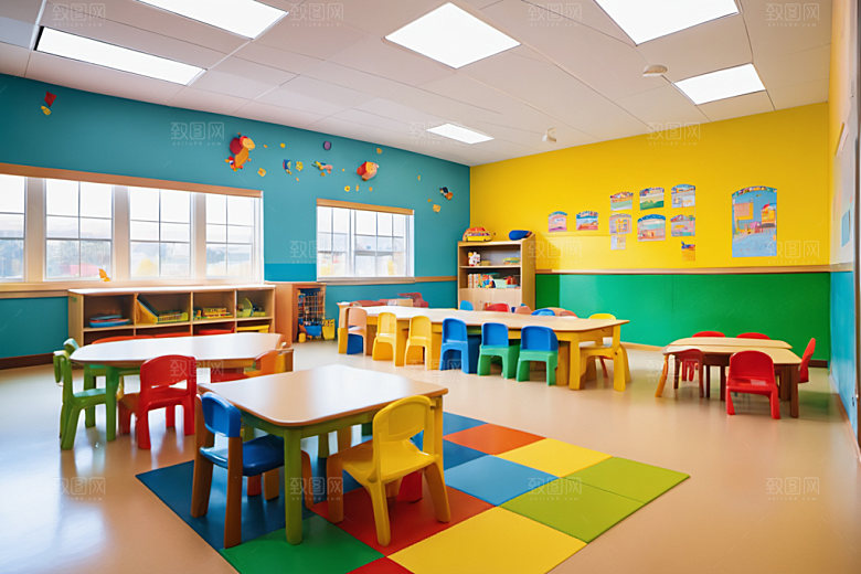 幼儿园教室温馨托儿所摄影图