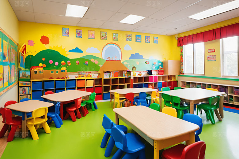 幼儿园教室室内场景摄影图