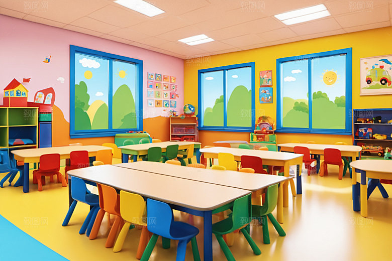 幼儿园教室可爱室内摄影图