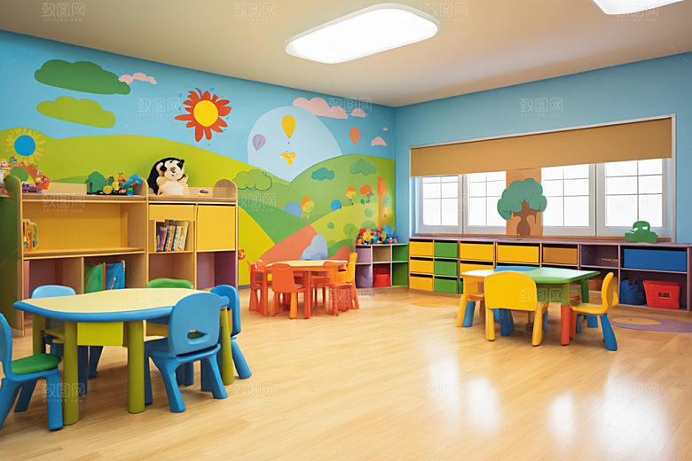 幼儿园教室可爱幼教摄影图