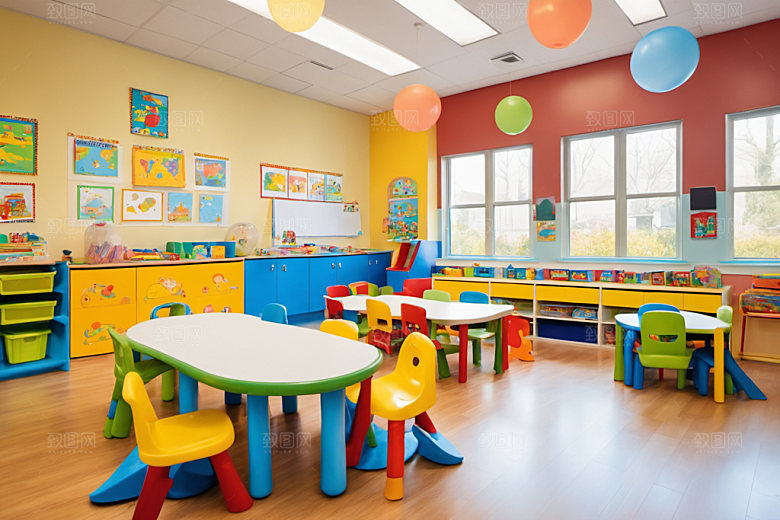 幼儿园教室可爱幼教摄影图